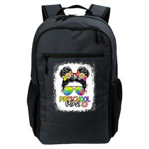 Preschool Vibes Bleached Messy Hair Bun Back To School Gift Daily Commute Backpack