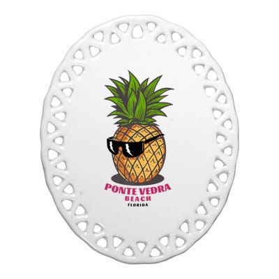 Ponte Vedra Beach Florida Fl Cute Pineapple Ceramic Oval Ornament