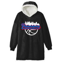 Philadelphia Vintage Basketball Script City Skyline Fan Hooded Wearable Blanket