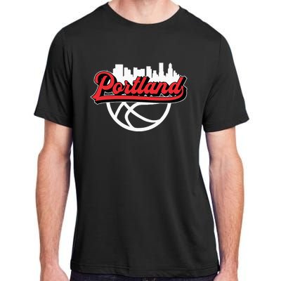 Portland Vintage Basketball Script City Skyline Fan Adult ChromaSoft Performance T-Shirt