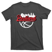 Portland Vintage Basketball Script City Skyline Fan T-Shirt