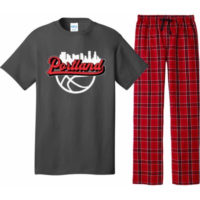 Portland Vintage Basketball Script City Skyline Fan Pajama Set