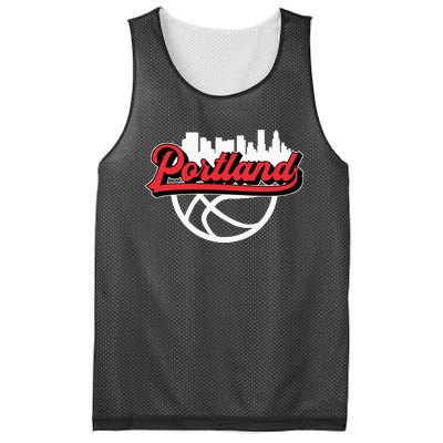 Portland Vintage Basketball Script City Skyline Fan Mesh Reversible Basketball Jersey Tank