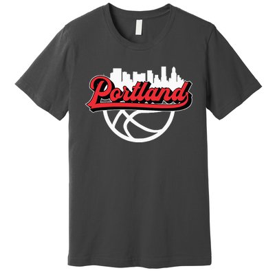 Portland Vintage Basketball Script City Skyline Fan Premium T-Shirt