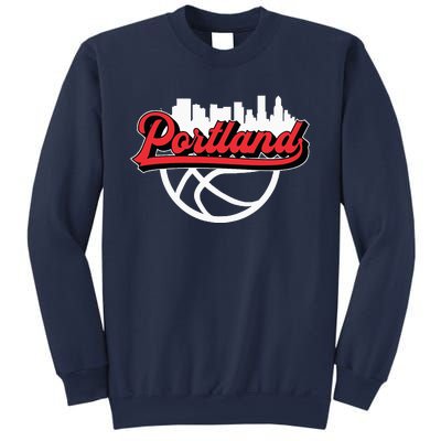 Portland Vintage Basketball Script City Skyline Fan Sweatshirt