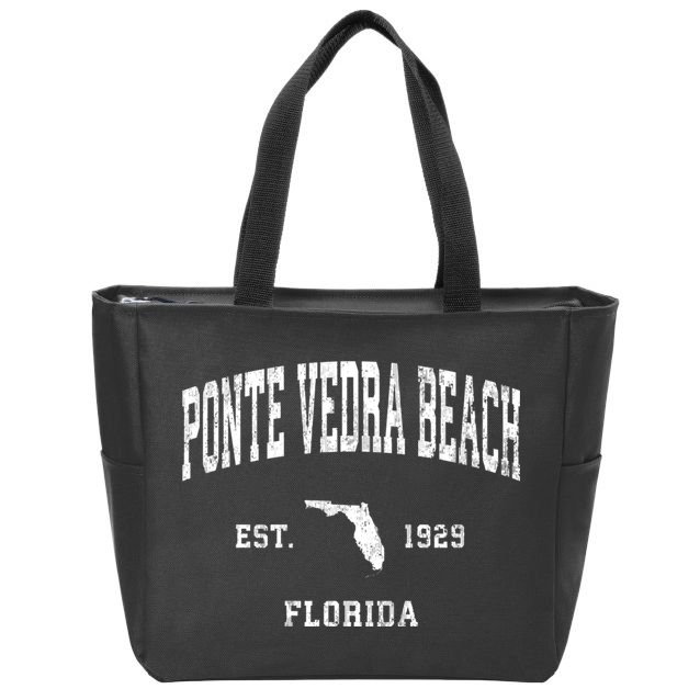 Ponte Vedra Beach Florida Fl Vintage Athletic Sports Zip Tote Bag
