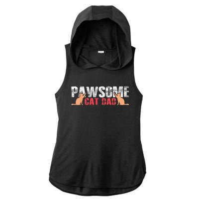 PAWSOME Vintage Best Cat Dad Ever Cat Daddy Gift Ladies PosiCharge Tri-Blend Wicking Draft Hoodie Tank