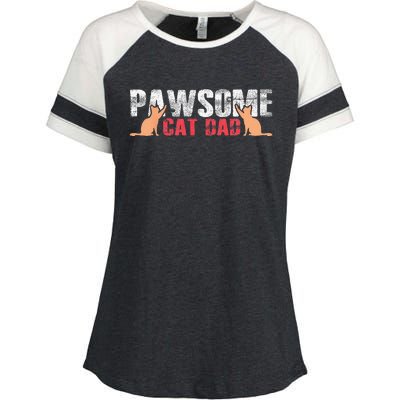 PAWSOME Vintage Best Cat Dad Ever Cat Daddy Gift Enza Ladies Jersey Colorblock Tee