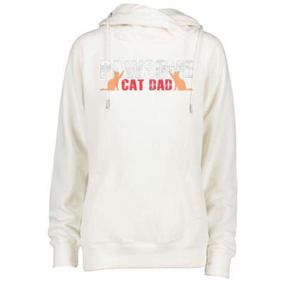 PAWSOME Vintage Best Cat Dad Ever Cat Daddy Gift Womens Funnel Neck Pullover Hood