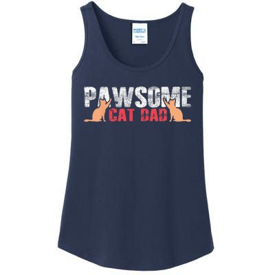 PAWSOME Vintage Best Cat Dad Ever Cat Daddy Gift Ladies Essential Tank