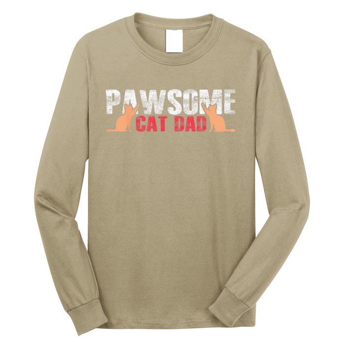 PAWSOME Vintage Best Cat Dad Ever Cat Daddy Gift Long Sleeve Shirt