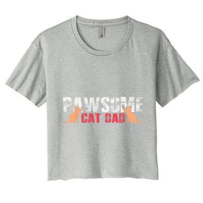 PAWSOME Vintage Best Cat Dad Ever Cat Daddy Gift Women's Crop Top Tee