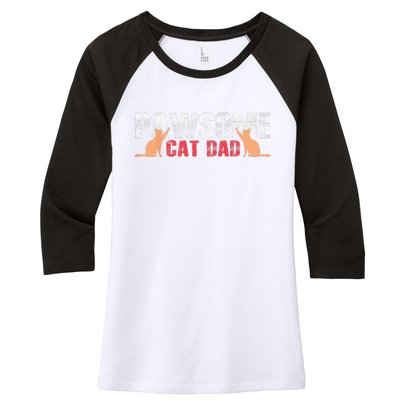 PAWSOME Vintage Best Cat Dad Ever Cat Daddy Gift Women's Tri-Blend 3/4-Sleeve Raglan Shirt