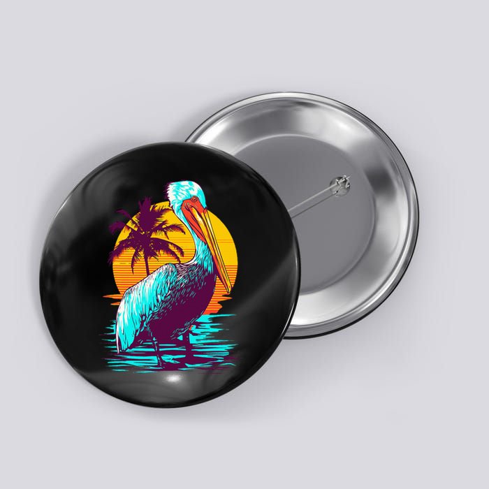 Pelican Vintage Bird Graphic Pelican Button