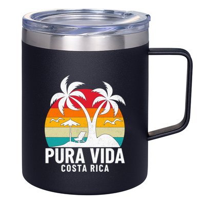 Pura Vida Beach Costa Rica Vintage Family Vacation Summer Cute Gift 12oz Stainless Steel Coffee Mug