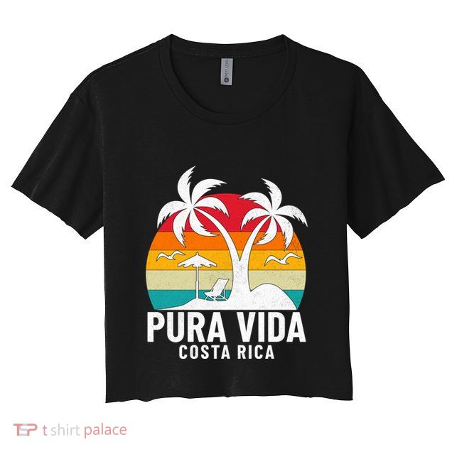 Pura Vida Beach Costa Rica Vintage Family Vacation Summer Cute Gift Crop Top