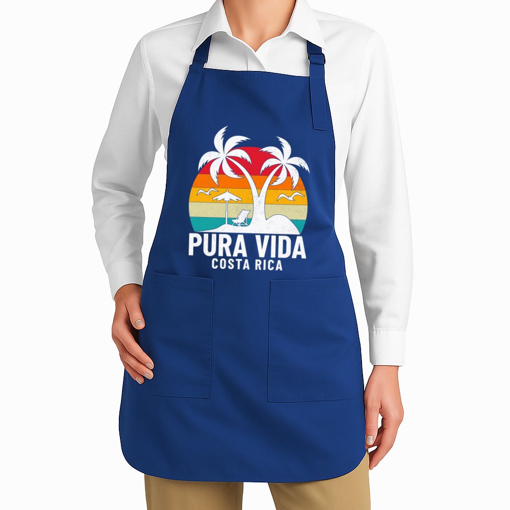 Pura Vida Beach Costa Rica Vintage Family Vacation Summer Cute Gift Apron