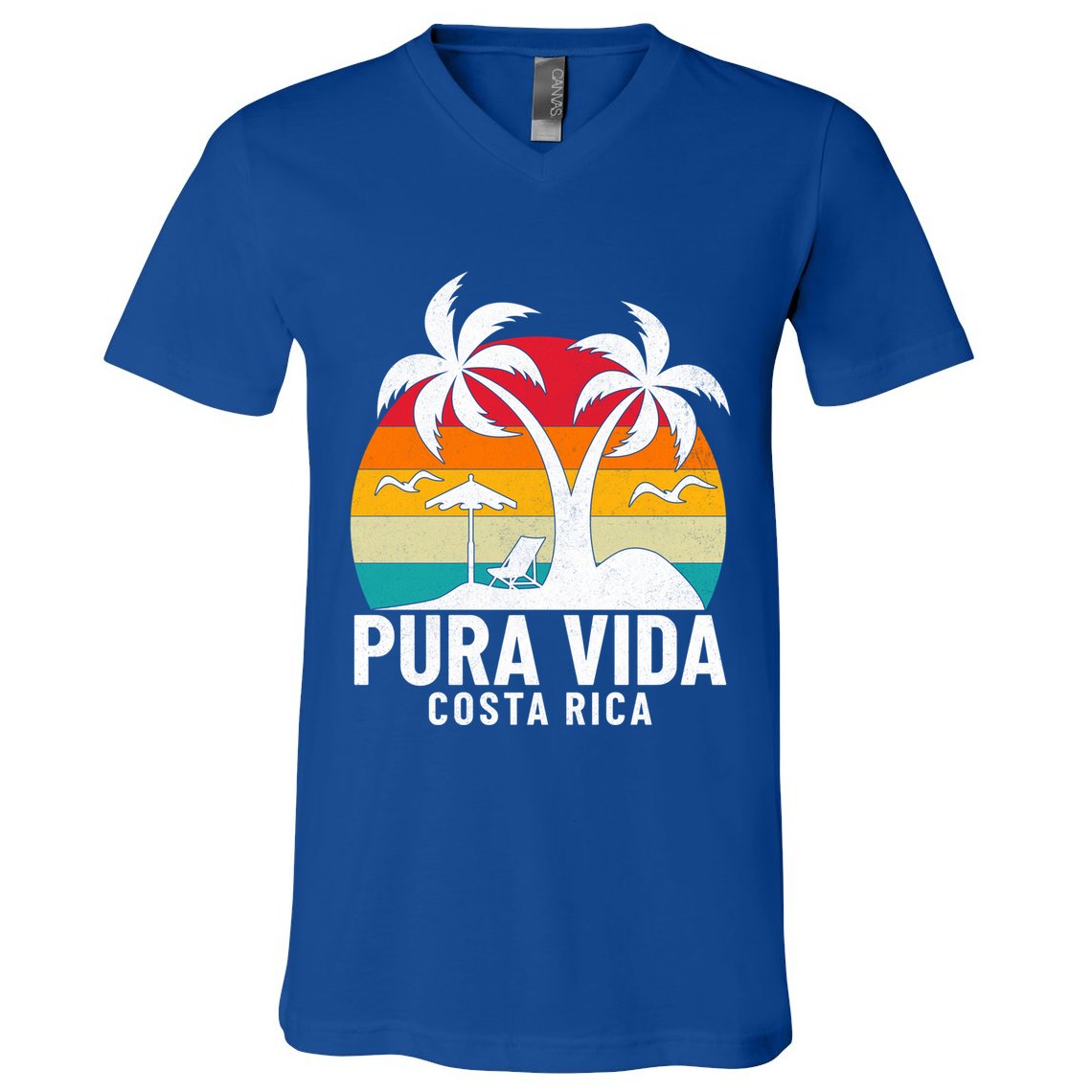 Pura Vida Beach Costa Rica Vintage Family Vacation Summer Cute Gift V-Neck T-Shirt