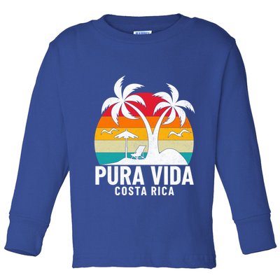 Pura Vida Beach Costa Rica Vintage Family Vacation Summer Cute Gift Toddler Long Sleeve Shirt