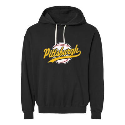 Pittsburgh Vintage Baseball Throwback Retro Garment-Dyed Fleece Hoodie
