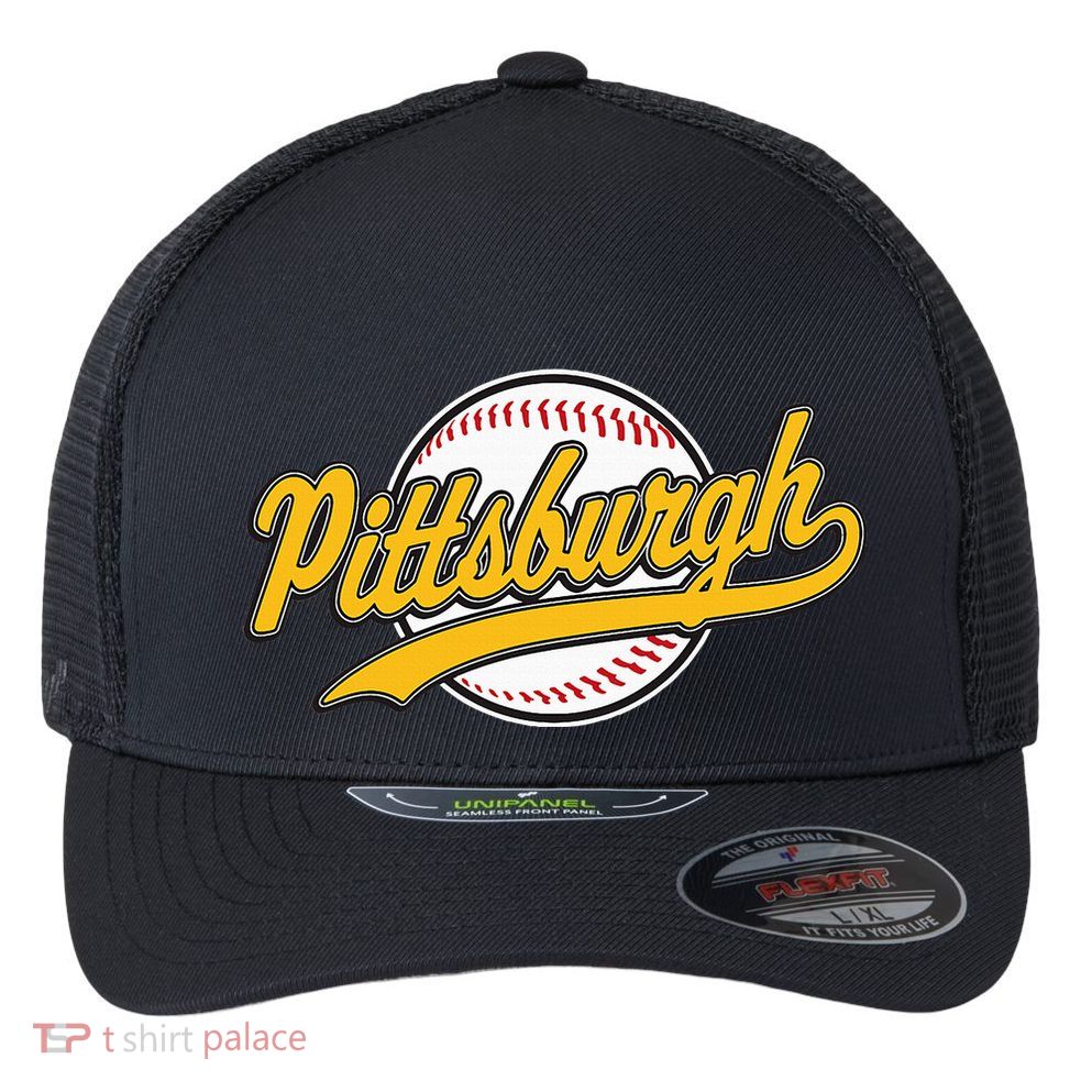Pittsburgh Vintage Baseball Throwback Retro Flexfit Unipanel Trucker Cap