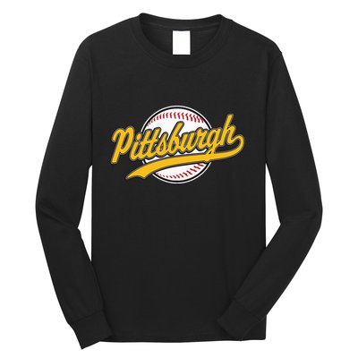 Pittsburgh Vintage Baseball Throwback Retro Long Sleeve Shirt