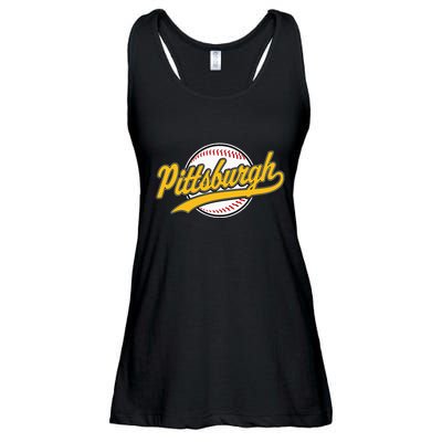 Pittsburgh Vintage Baseball Throwback Retro Ladies Essential Flowy Tank