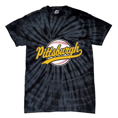 Pittsburgh Vintage Baseball Throwback Retro Tie-Dye T-Shirt