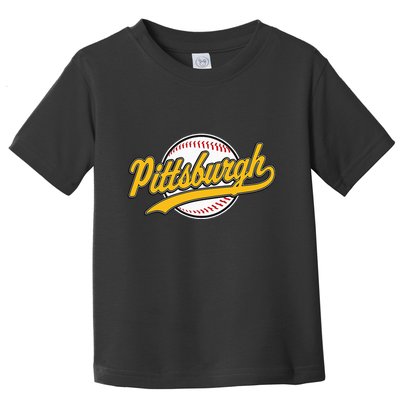 Pittsburgh Vintage Baseball Throwback Retro Toddler T-Shirt