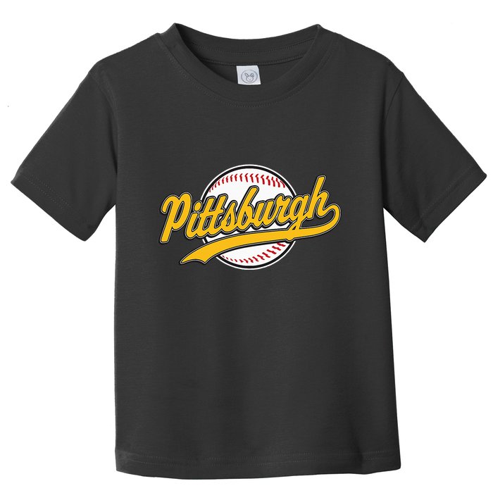 Pittsburgh Vintage Baseball Throwback Retro Toddler T-Shirt