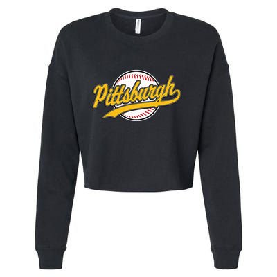 Pittsburgh Vintage Baseball Throwback Retro Cropped Pullover Crew