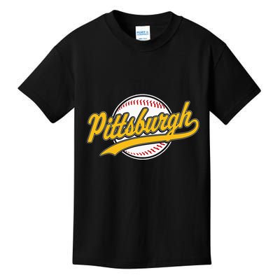 Pittsburgh Vintage Baseball Throwback Retro Kids T-Shirt