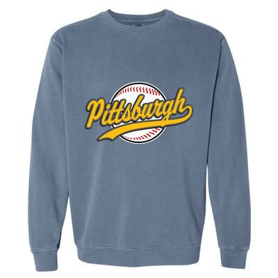 Pittsburgh Vintage Baseball Throwback Retro Garment-Dyed Sweatshirt