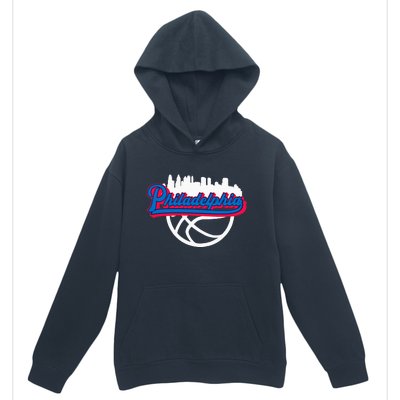 Philadelphia Vintage Basketball Script City Skyline Fan Urban Pullover Hoodie