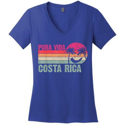 Pura Vida Costa Rica Funny Summer Family Vacation Vintage Women's V-Neck T-Shirt