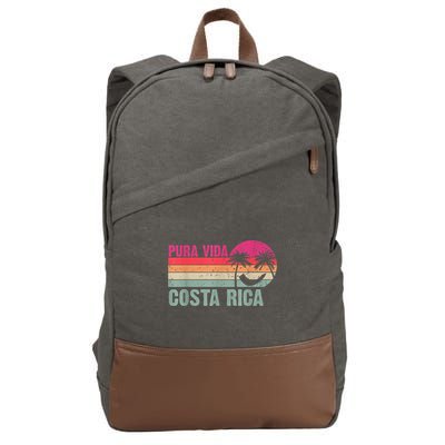Pura Vida Costa Rica Funny Summer Family Vacation Vintage Cotton Canvas Backpack