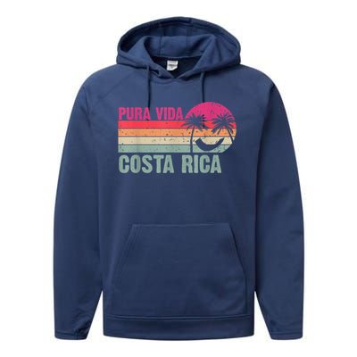 Pura Vida Costa Rica Funny Summer Family Vacation Vintage Performance Fleece Hoodie