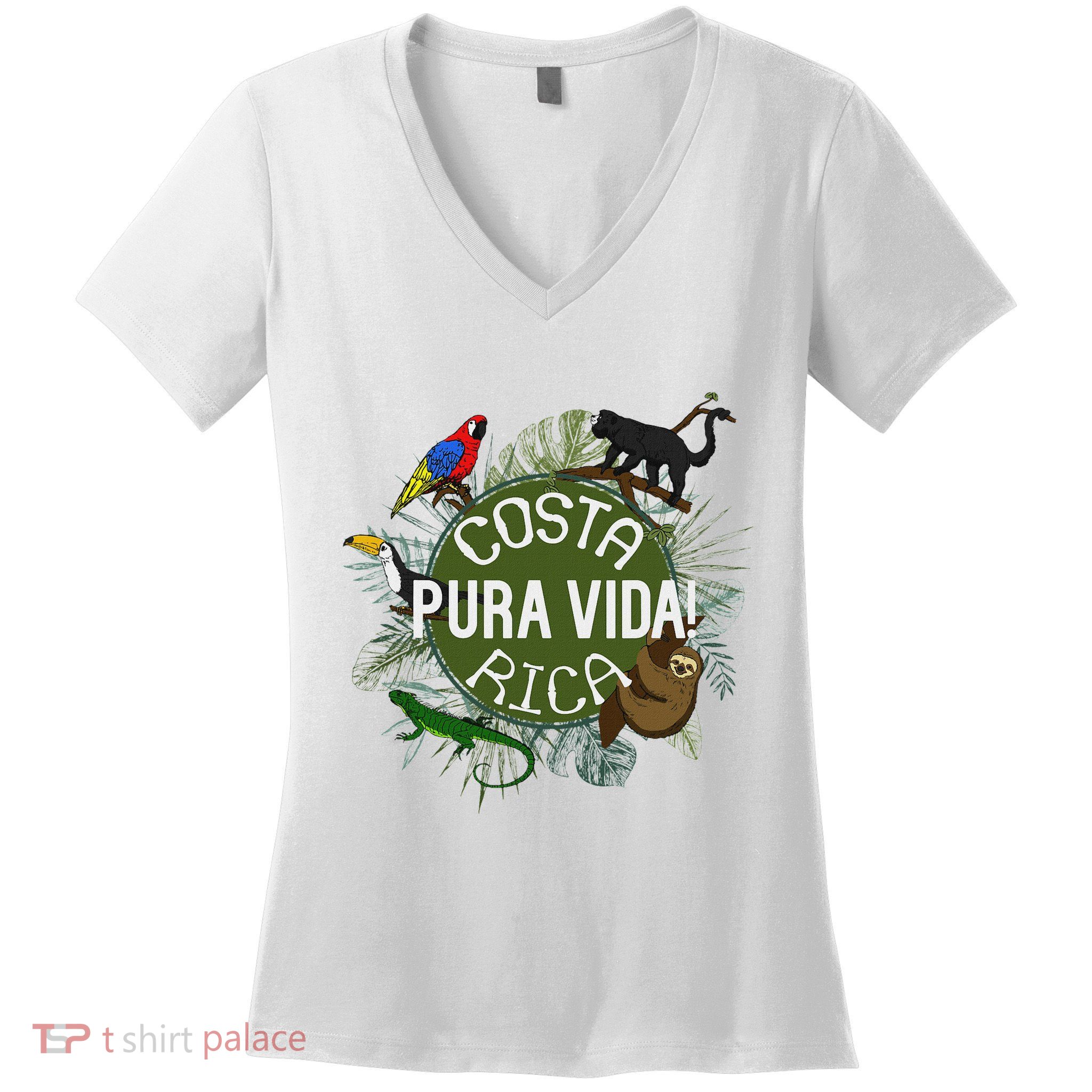 Pura Vida Costa Rica ! Party Animals! Women's V-Neck T-Shirt