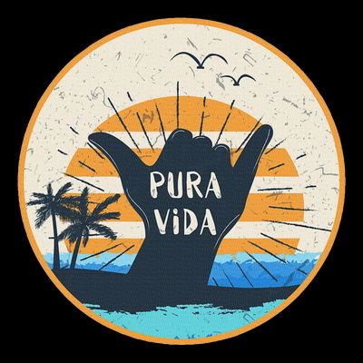 Pura Vida Costa Rica Shaka Sign Surfing Surfer T-Shirt