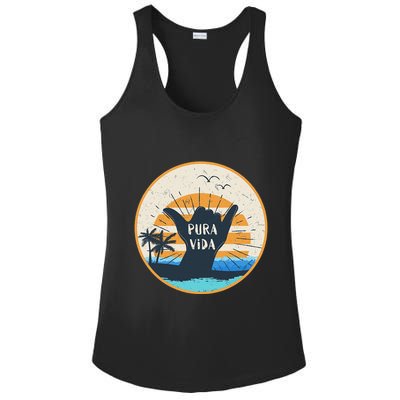 Pura Vida Costa Rica Shaka Sign Surfing Surfer Ladies PosiCharge Competitor Racerback Tank