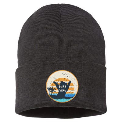 Pura Vida Costa Rica Shaka Sign Surfing Surfer Sustainable Knit Beanie