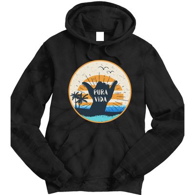 Pura Vida Costa Rica Shaka Sign Surfing Surfer Tie Dye Hoodie
