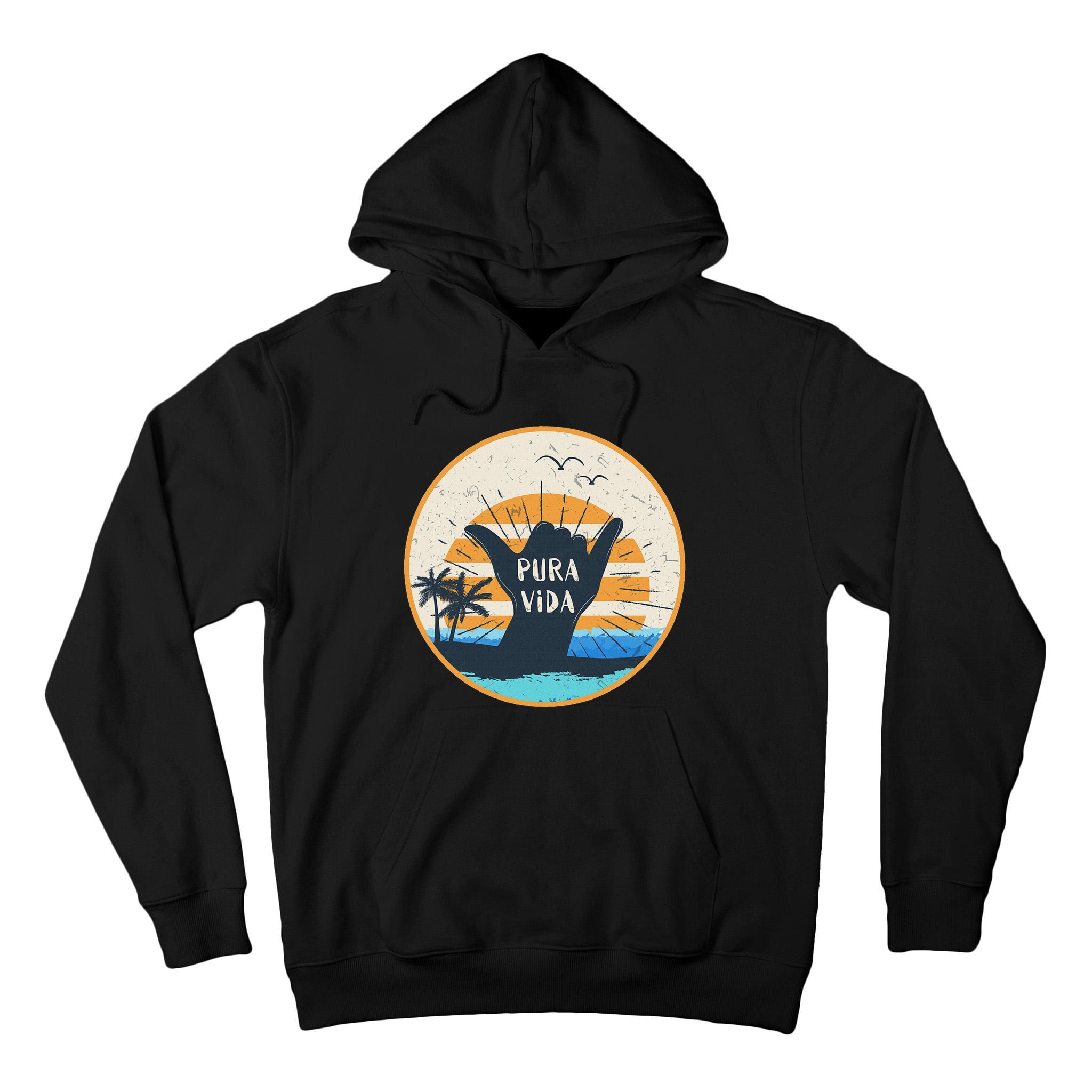 Pura Vida Costa Rica Shaka Sign Surfing Surfer Tall Hoodie