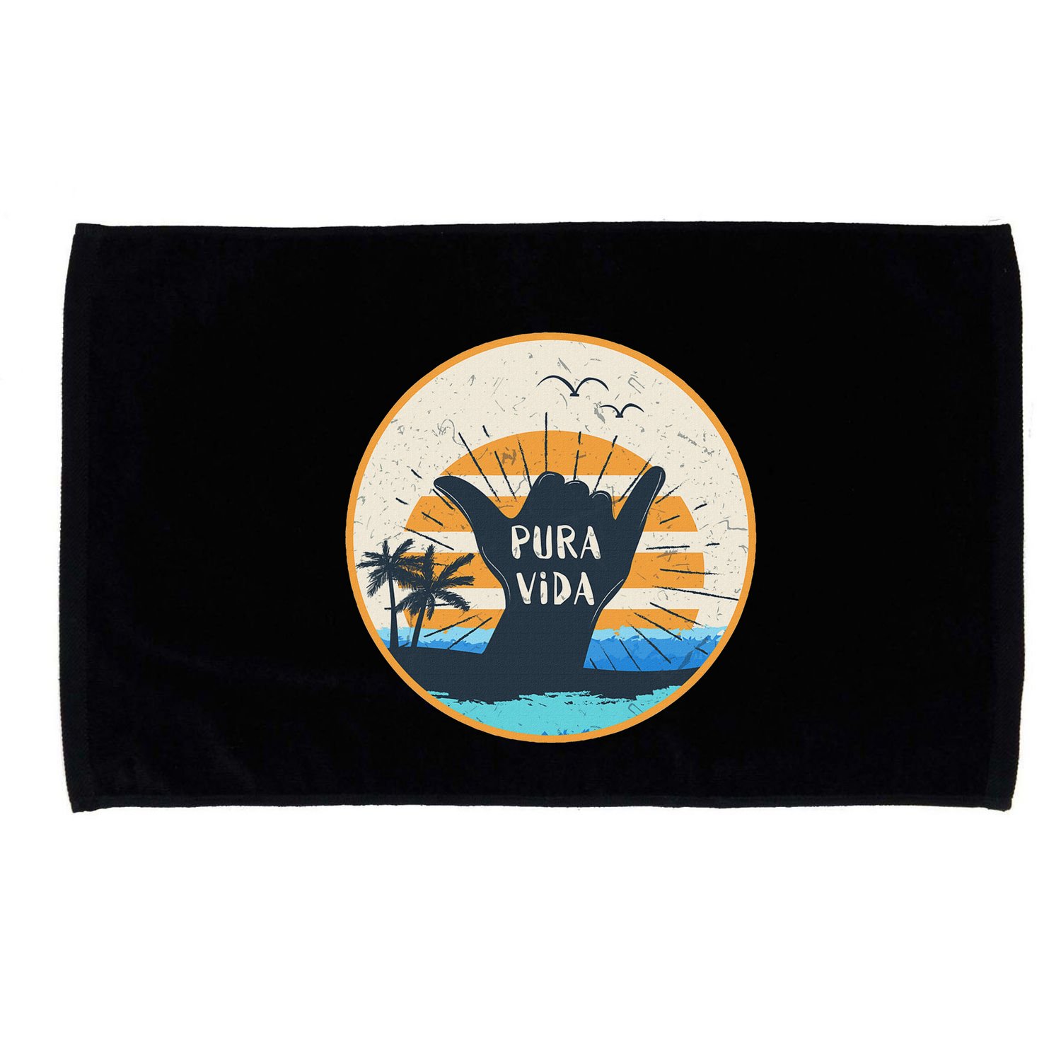 Pura Vida Costa Rica Shaka Sign Surfing Surfer Microfiber Hand Towel
