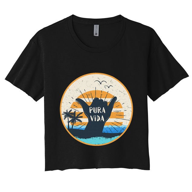 Pura Vida Costa Rica Shaka Sign Surfing Surfer Crop Top