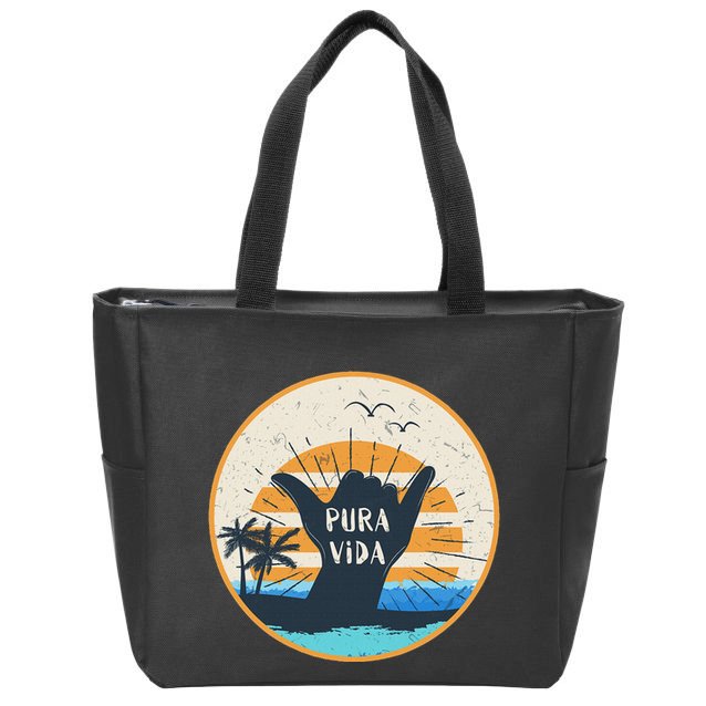 Pura Vida Costa Rica Shaka Sign Surfing Surfer Zip Tote Bag