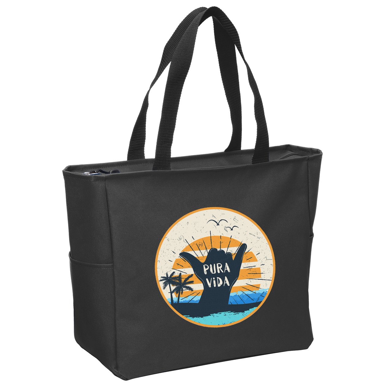 Pura Vida Costa Rica Shaka Sign Surfing Surfer Zip Tote Bag