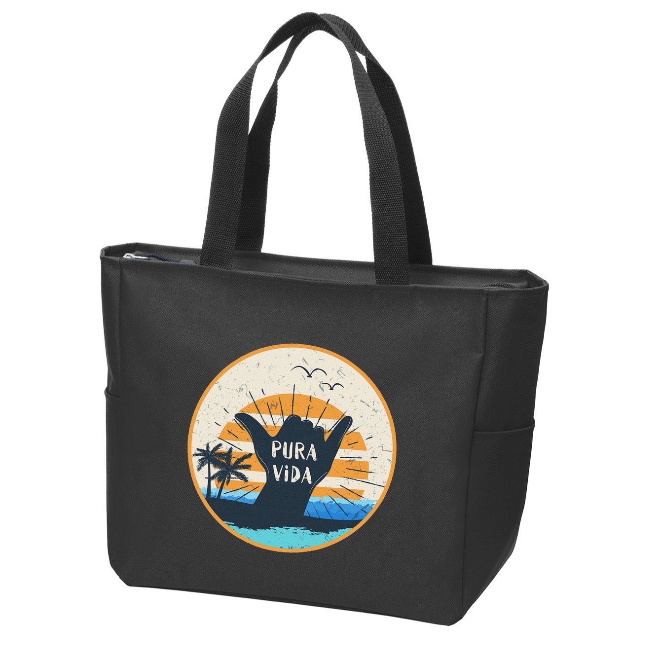 Pura Vida Costa Rica Shaka Sign Surfing Surfer Zip Tote Bag