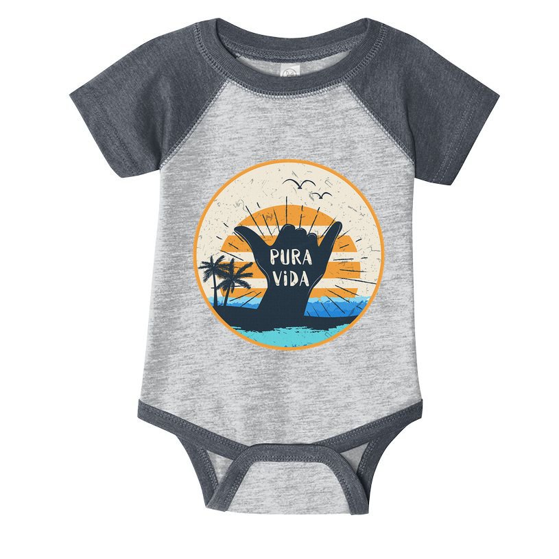 Pura Vida Costa Rica Shaka Sign Surfing Surfer Infant Baby Jersey Bodysuit