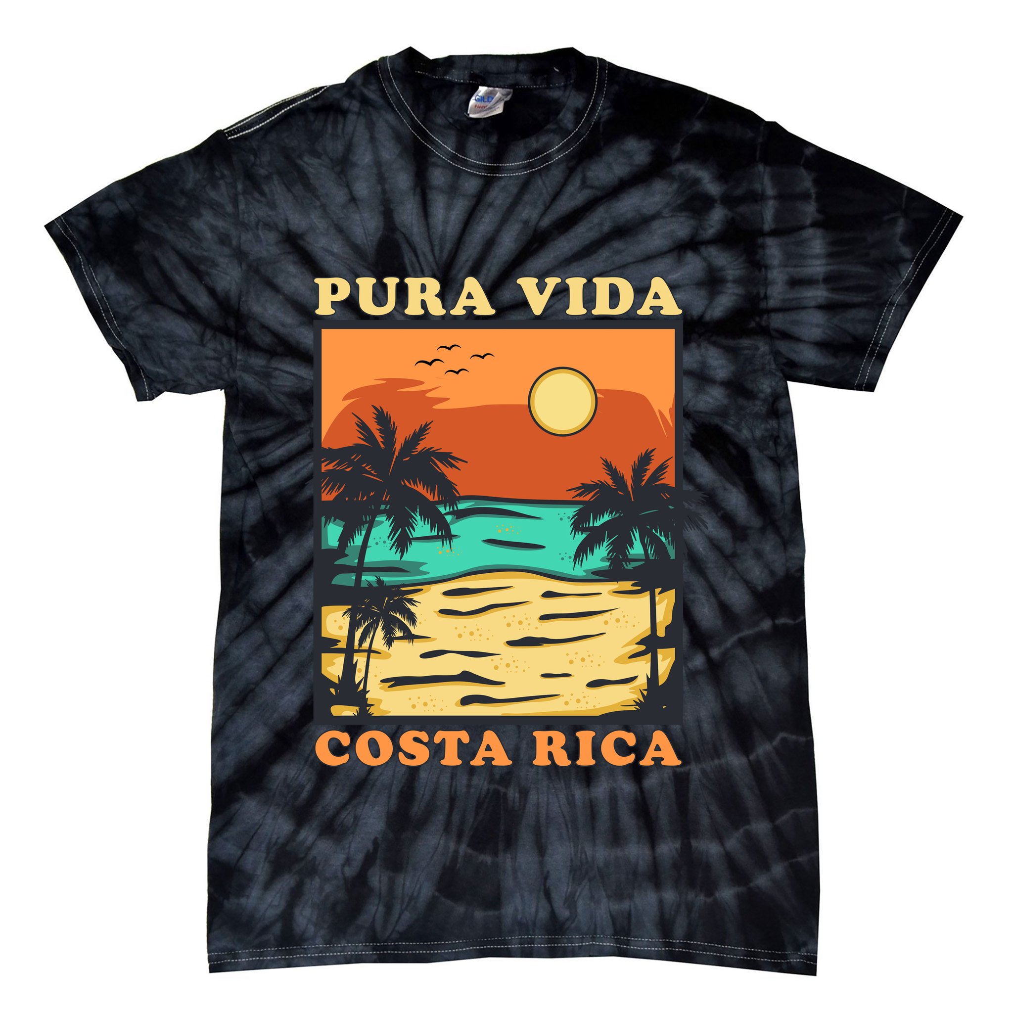 Pura Vida Costa Rica Souvenir Cool Central America Travel Tie-Dye T-Shirt